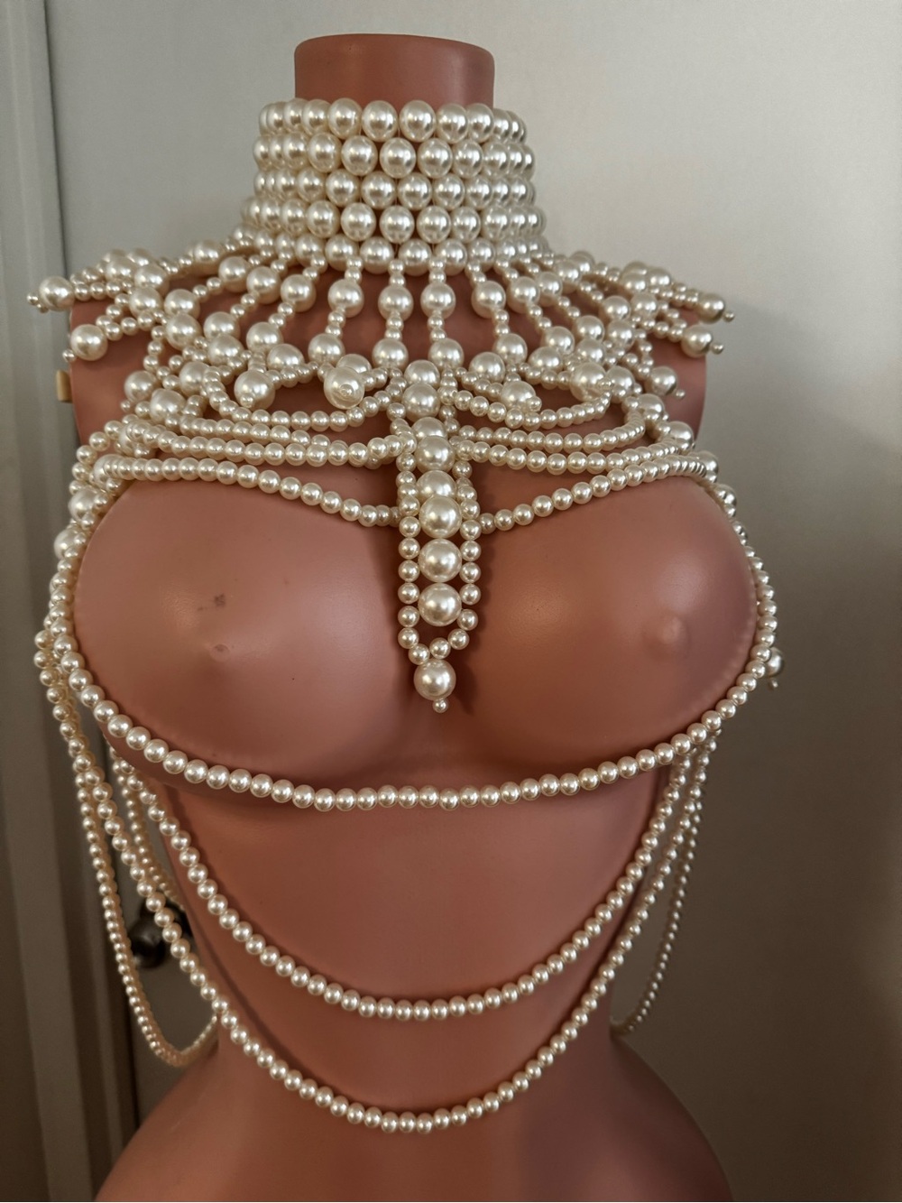 Statement Pearl Body Necklace - Ivory Pearl Harness